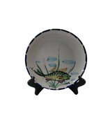 Vietri Italy Fish Plate Blue Edge Hand Painted Italian Pottery  - $26.68