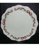 ROYAL LIMITED 12&quot; Round PLATTER Gold Trim HOLLY HOLIDAY PATTERN &amp; RIBBON... - £28.31 GBP