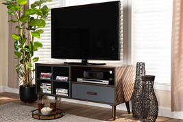Riko Two-Tone Gray and Walnut Brown 1-Drawer TV Stand - $216.00