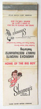 Shoney&#39;s Big Boy Restaurants - Memphis, Tennessee 20 Strike Matchbook Cover TN - £1.40 GBP