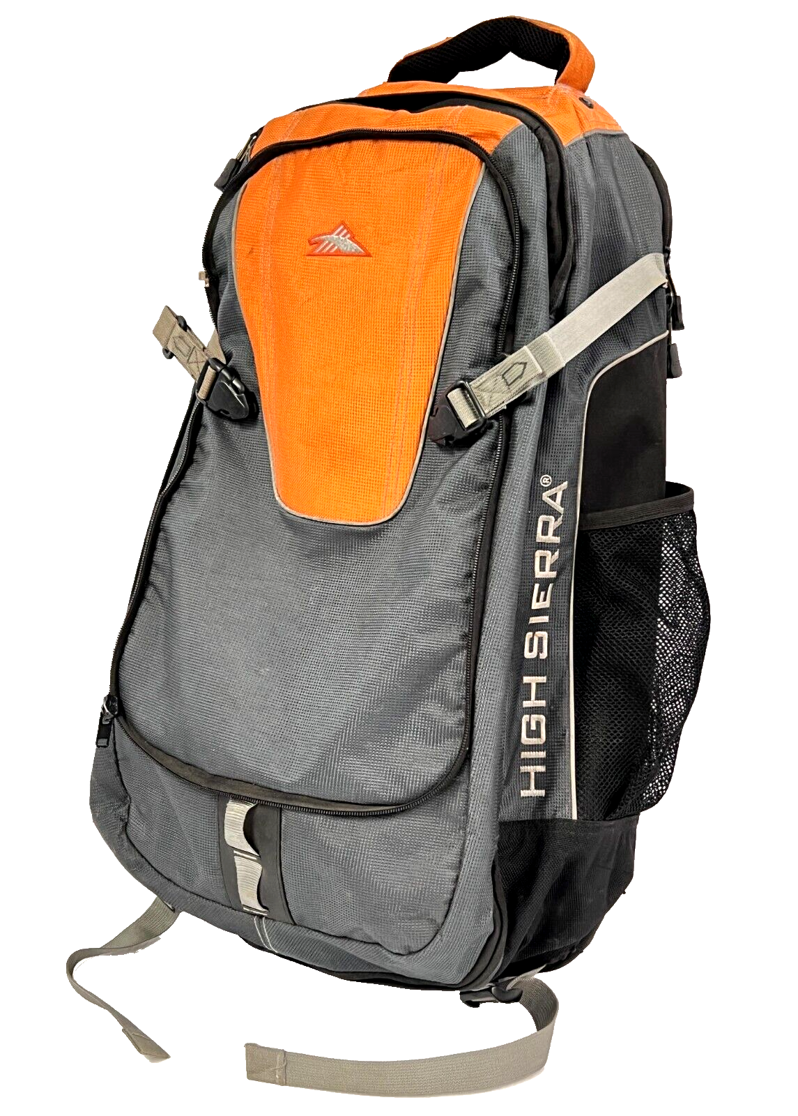 High Sierra Ergo-Fit Outdoor Hiking Travel Backpack w/ Waist Strap - Grey/Orange - £44.22 GBP