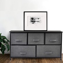 Wide Drawer Dresser Storage Organizer 5-Drawer Closet Shelves - Maple Color - £73.41 GBP