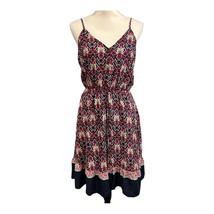 Pretty Garden Womens M Floral Halter Midi Dress A Line Button Bodice Waist Tie - £17.62 GBP