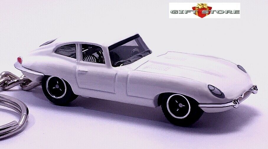 Primary image for VERY RARE KEY CHAIN RING WHITE JAGUAR E-TYPE XK-E V12 NEW CUSTOM LIMITED EDITION