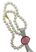 Lindenwold Simulated Pearl Necklace 8mm Glass Beads Hand Knotted 18&quot; Long Tag - $9.89