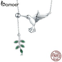 5 sterling silver spring bird tree leaf leaves dangle pendant necklace for women silver thumb200