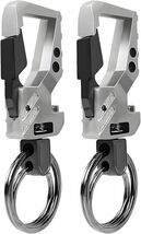 2 Pack Heavy Duty Metal Keychains Opener Clip Car Key Chains with 2 Blac... - $7.99