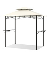 Outdoor Double-Tiered Grill Gazebo Canopy with 2 Shelves and 7 Hooks-Bei... - €198,30 EUR