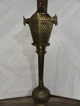 Vintage Brass Incense Burner  27” Tall Punched &amp; Stamped - $187.00