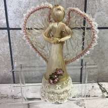 Straw Wicker Christmas Tree Topper Angel Rustic Simple Light Pink - £7.75 GBP