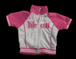 Mon Petit Girls Princess Full Zip Jacket Size 24 Months Pink &amp; White - £11.92 GBP