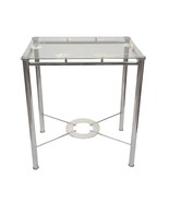 Unusual Karl Springer Style 1970’s Chrome Lucite Side Table