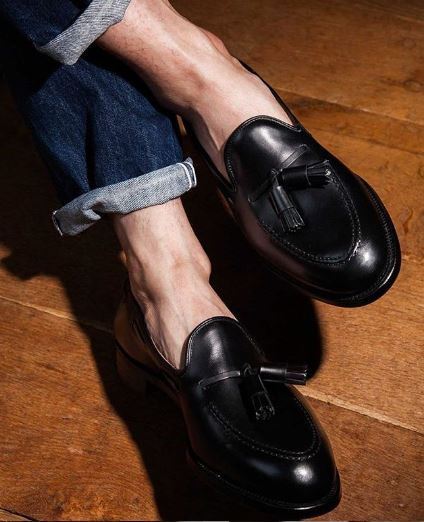 NEW Handmade black color super hot leather loafers, Tassel loafer for men