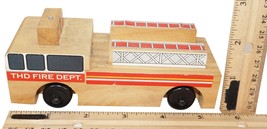Fire Truck 5.25&quot; Wood Vehicle - Home Depot THD Rolling Wooden Toy Car Vehicle - £6.37 GBP