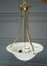 Pendant Ceiling Light Fixture Gold w/ Frosted Glass Shade - £200.27 GBP