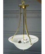 Pendant Ceiling Light Fixture Gold w/ Frosted Glass Shade - £202.35 GBP
