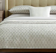 Sferra Renza F/Queen Duvet Cover Cotton Sateen Jacquard Grey Tonal Italy New - $239.90