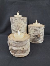 Handmade Real Aspen Wood Log Tealight Candle Holder Rustic Cabin Decor Set of 3 - £35.51 GBP