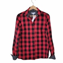 NWT Hazel Blues | Red Black Plaid Button Up Shirt, womens size small - £19.38 GBP