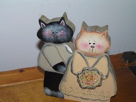 Handpainted Wood Kitty Cat Wedding Couple Plaque or Shelf Sitter Decoration –  - £6.86 GBP