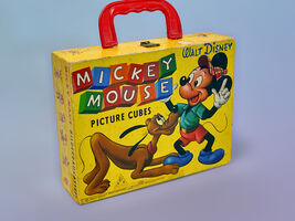 Vintage Mickey Mouse Picture Cubes Toy w/ Pluto &amp; Original Case - $19.99