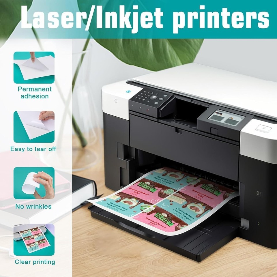 3.33x4 in Labels - 25 Sheets 6 Label Stickers Paper for Inkjet/Laser Printer 150 Item image 4