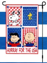Peanuts Snoopy 4th of July Patriotic HURRAY FOR THE USA Garden Flag,12&quot; x 18&quot; - £28.12 GBP