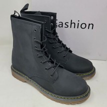 Fashion Womens Combat Boots Size 10 M matte black Biker Mid Calf - £21.49 GBP