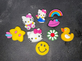 Hello Kitty Crocs Croc 9 Charms Rainbow ￼Rubber Duck Lips Smiley Face Star Cute - £6.99 GBP