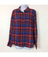 Dahlia Collection Red Plaid Button Shirt Size Large Elbow Patches Contra... - $15.88