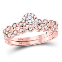 10k Rose Gold Round Diamond Stackable Bridal Wedding Ring Band Set 1/3 Ctw - £572.66 GBP