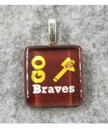 Atlanta Braves Go Braves Tomahawk Square Charm Pendant Baseball Brown Ye... - $17.76 CAD