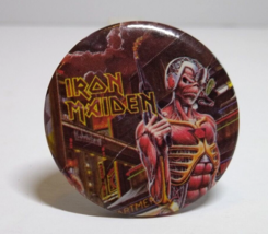 Iron Maiden Vintage 1986 Badge Button Up Pinback Pin Heavy Metal Music Eddie - £17.67 GBP