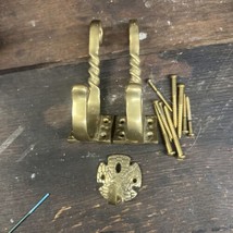Vintage Set of Three Hand Forged Brass Coat Rack Hooks - £39.11 GBP