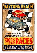 Daytona Beach stock car race metal wall poster Vintage decor Tin Sign ga... - $28.71+