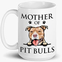 Mother Of Pit Bulls Mug, Red Nose American Pit Bull Dog Mom, Paw Pet Lovers, Gif - £13.33 GBP