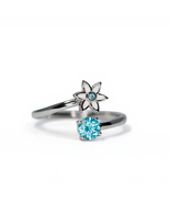 Sterling Silver 925 Adjustable Enamel Flower Ring – Blue CZ, Hypoallergenic - $75.00