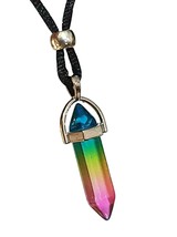 Rainbow Necklace Quartz Crystal Pendant Gemstone Healing Chakra ION Plated - £3.14 GBP