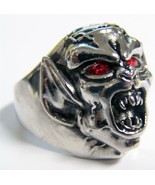 DEMON MONSTER RED EYES STAINLESS STEEL RING size 7 - S-544 biker  MENS w... - $7.55