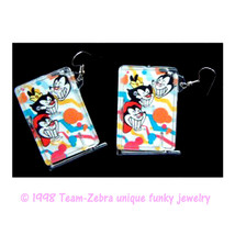 Huge Funky Animaniacs Pinball Game EARRINGS-Punk Vintage Cracker Jack Prize-FACE - £6.25 GBP