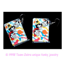 Huge Funky Animaniacs Pinball Game EARRINGS-Punk Vintage Cracker Jack Prize-FACE - $7.83