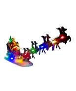 Santa Sleigh &amp; Reindeer Tabletop Decor LED Lights Taking Off To Deliver ... - $54.06 CAD