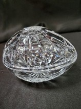 Crystal Egg Candy Dish Trinket Heavy Weight Covered 2 Pcs Easter Gift  - $18.80
