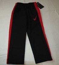 Boy's Nike Dry Dri Fit pants 3T Toddler active 8MC280 R1N Black Univ Red Swoosh - $25.73