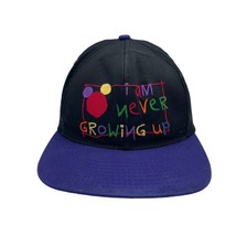 Vintage 90s Disney Mickey Mouse I Am Never Growing Up Snapback Hat Black Purple - £23.70 GBP