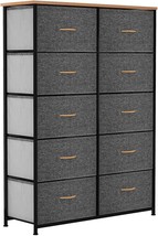 Yitahome Dresser With 10 Drawers - Tall Fabric Storage Tower For, Wooden Top - £59.01 GBP