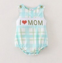 NEW Boutique Smocked &#39;I Love Mom&#39; Baby Boys Romper Jumpsuit Mother&#39;s Day - £13.58 GBP