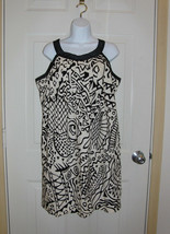 GNW Cotton Dress Ivory and Black Geometric Pattern Size 12 *EUC  - $7.99