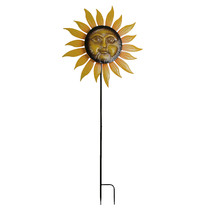 Smiling Face Sunflower Garden Twirler Wind Spinner Stake 71.5 Inches High - $79.19