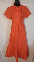 J Crew NWT Women&#39;s Size 4P Bright Orange Ruffley Midi Dress - £59.10 GBP